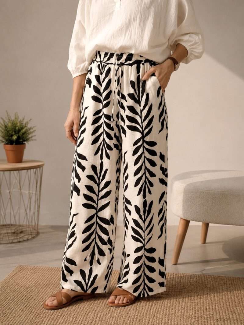 Pantalon élastiqué imprimé