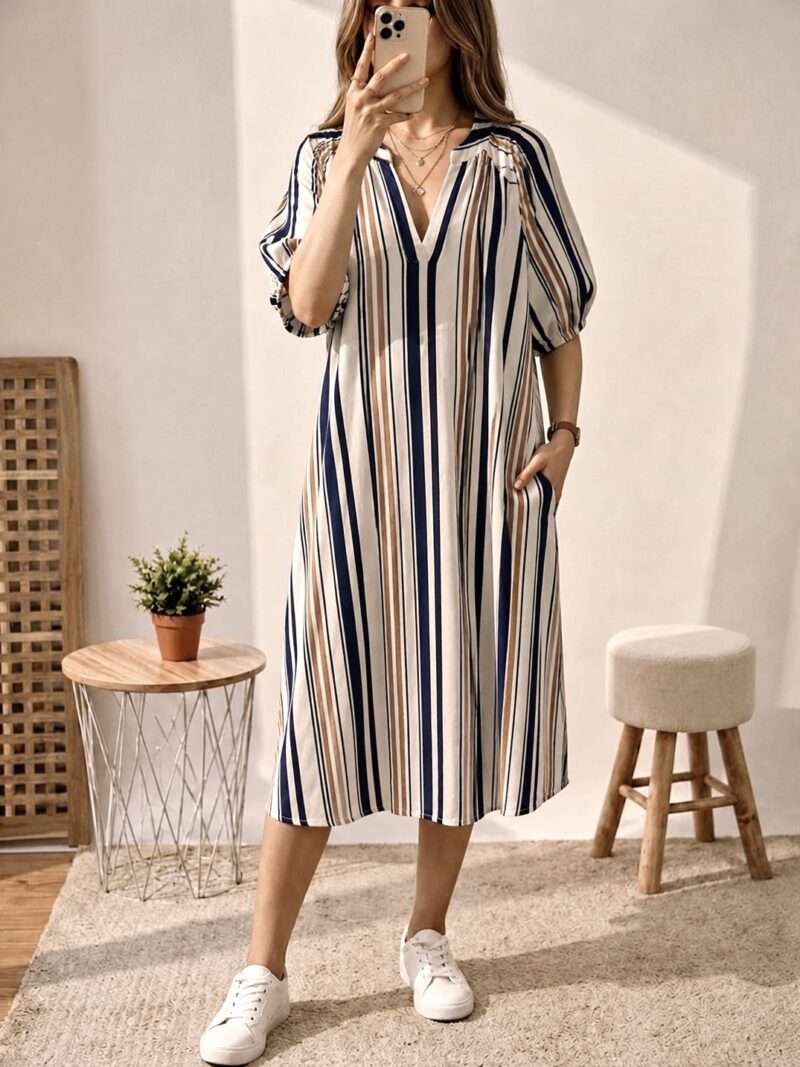 Robe courte à rayures