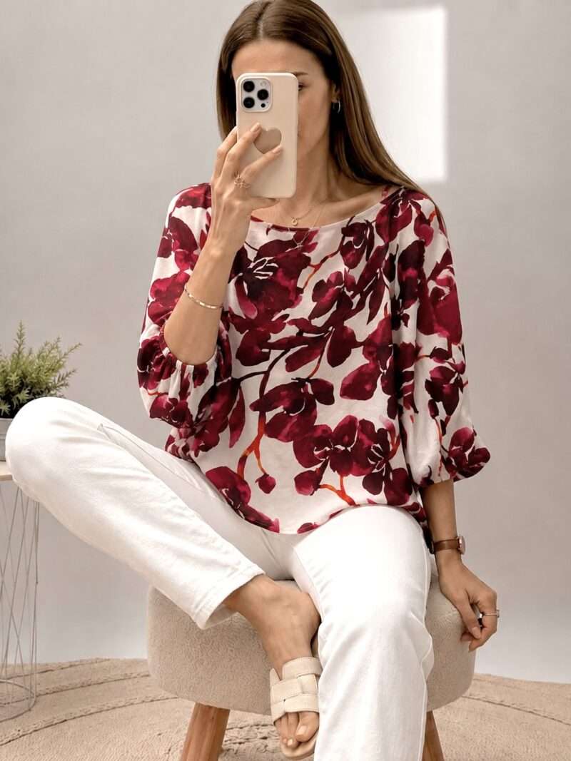 Blouse manches larges fleurs