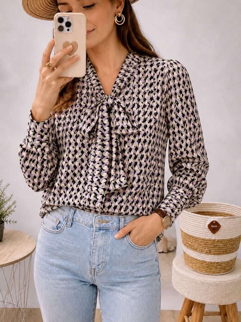 Blouse manches longues à motifs