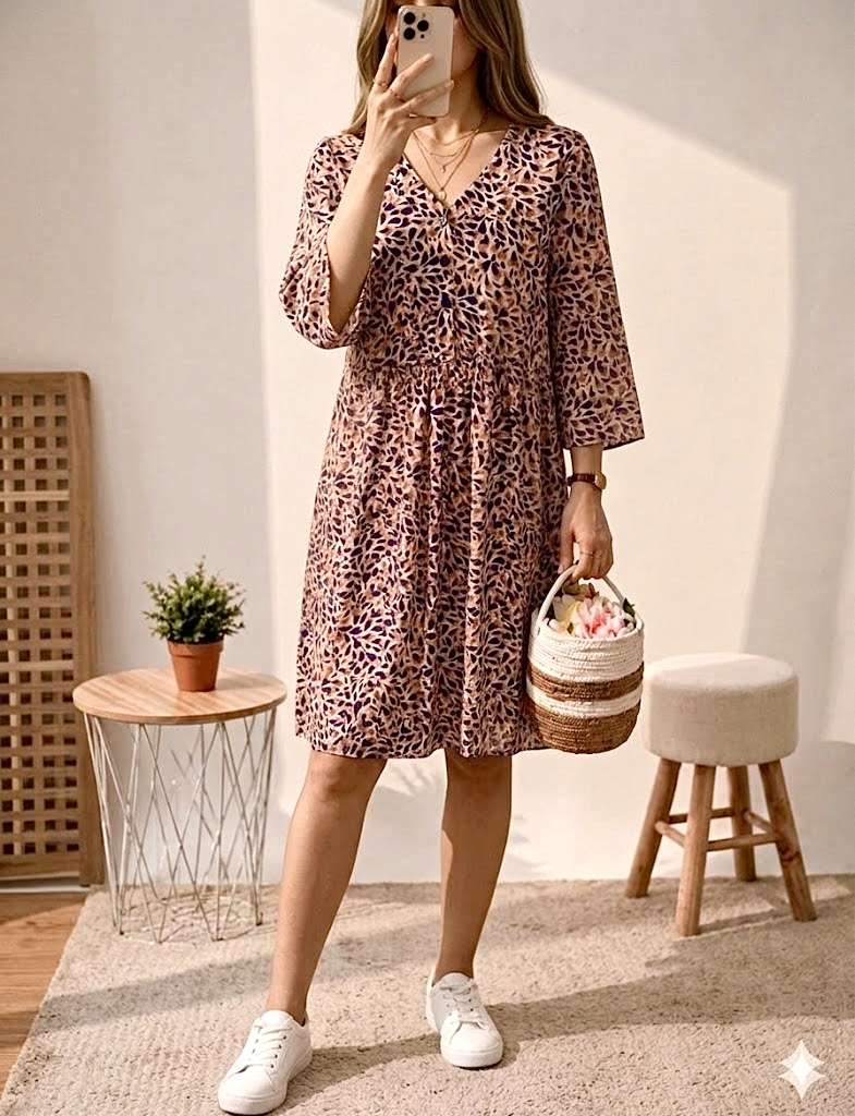 Robe imprimée col v