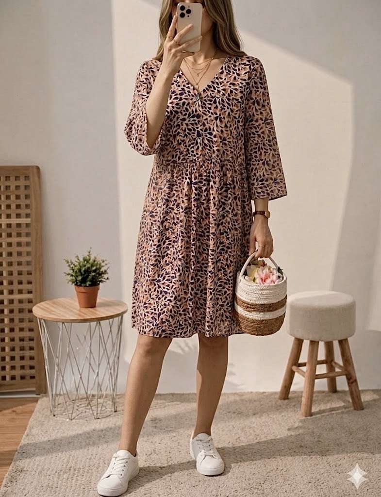 Robe imprimée col v