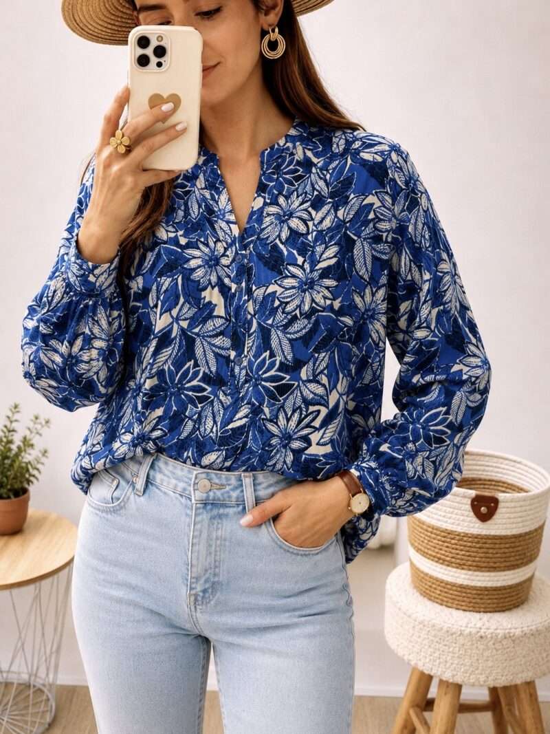 Blouse manches longues à motifs