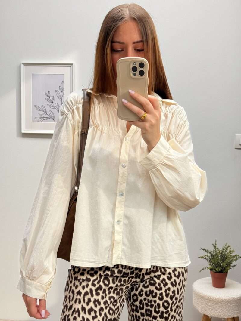 Chemise en coton effet plissé