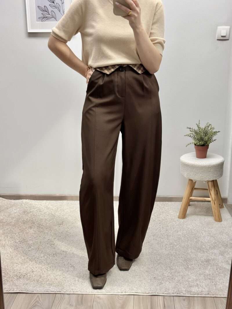 Pantalon tailleur large brun