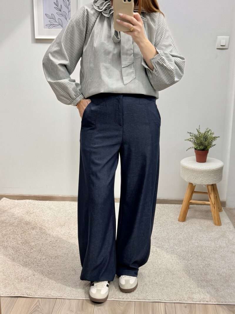 Pantalon large bleu foncé