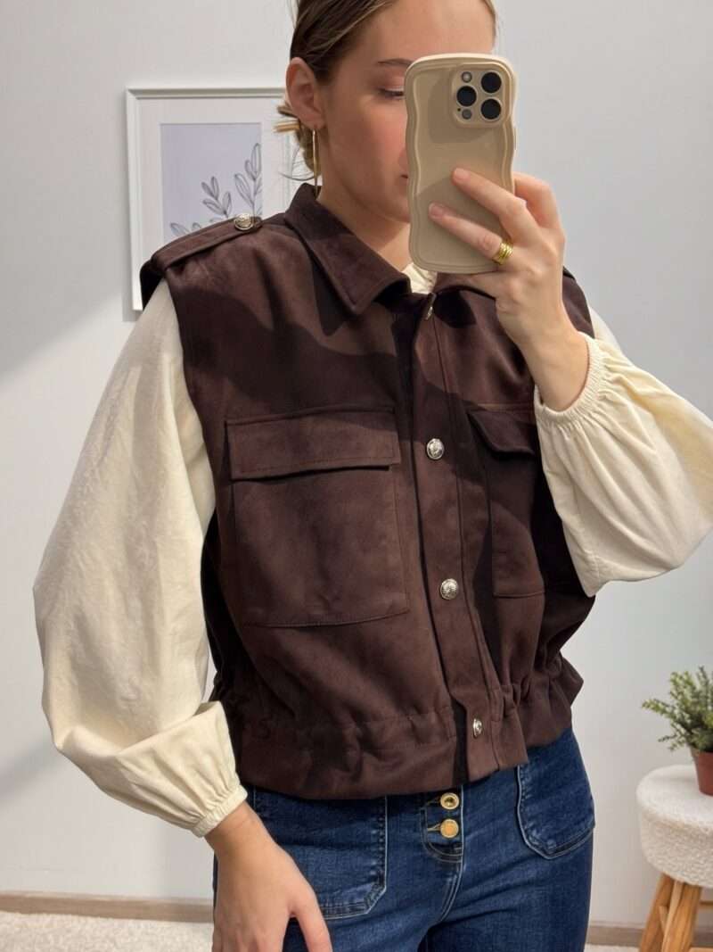 Gilet sans manches effet daim