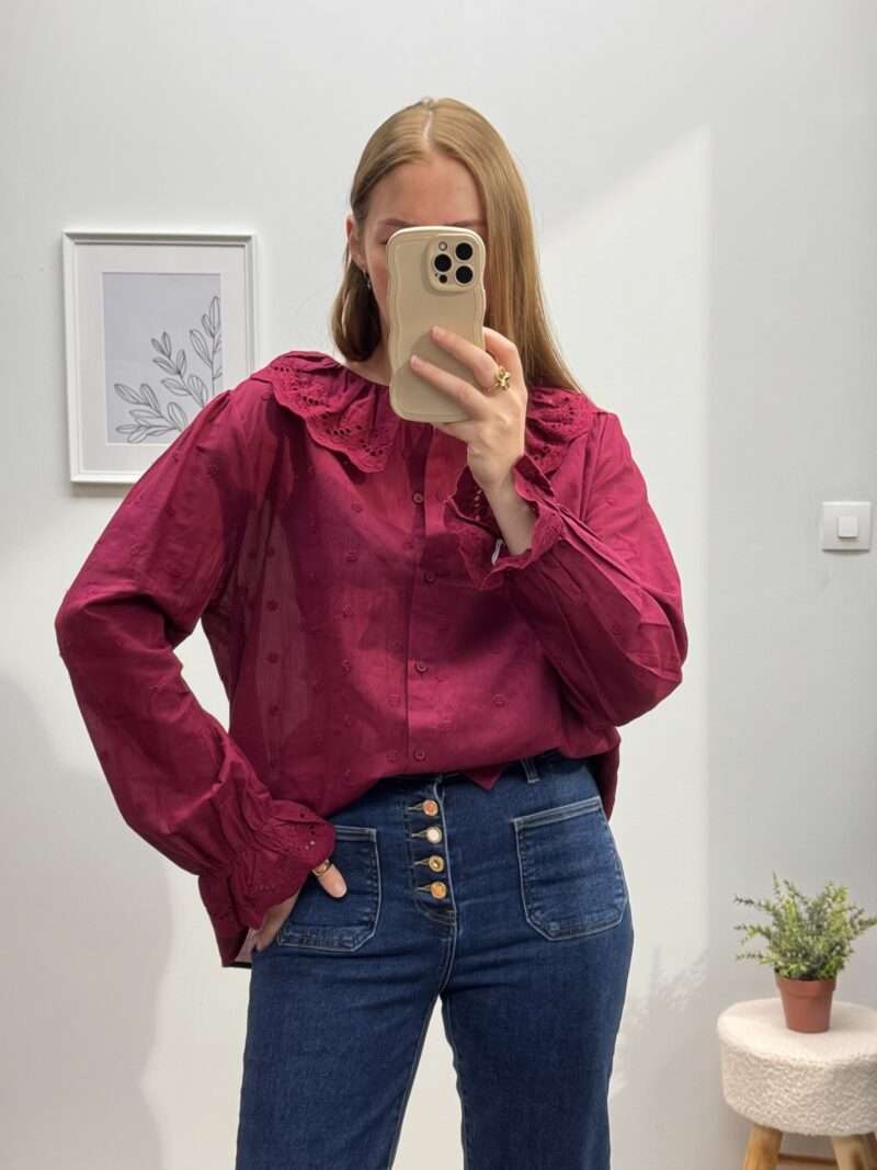 Blouse col claudine en dentelle