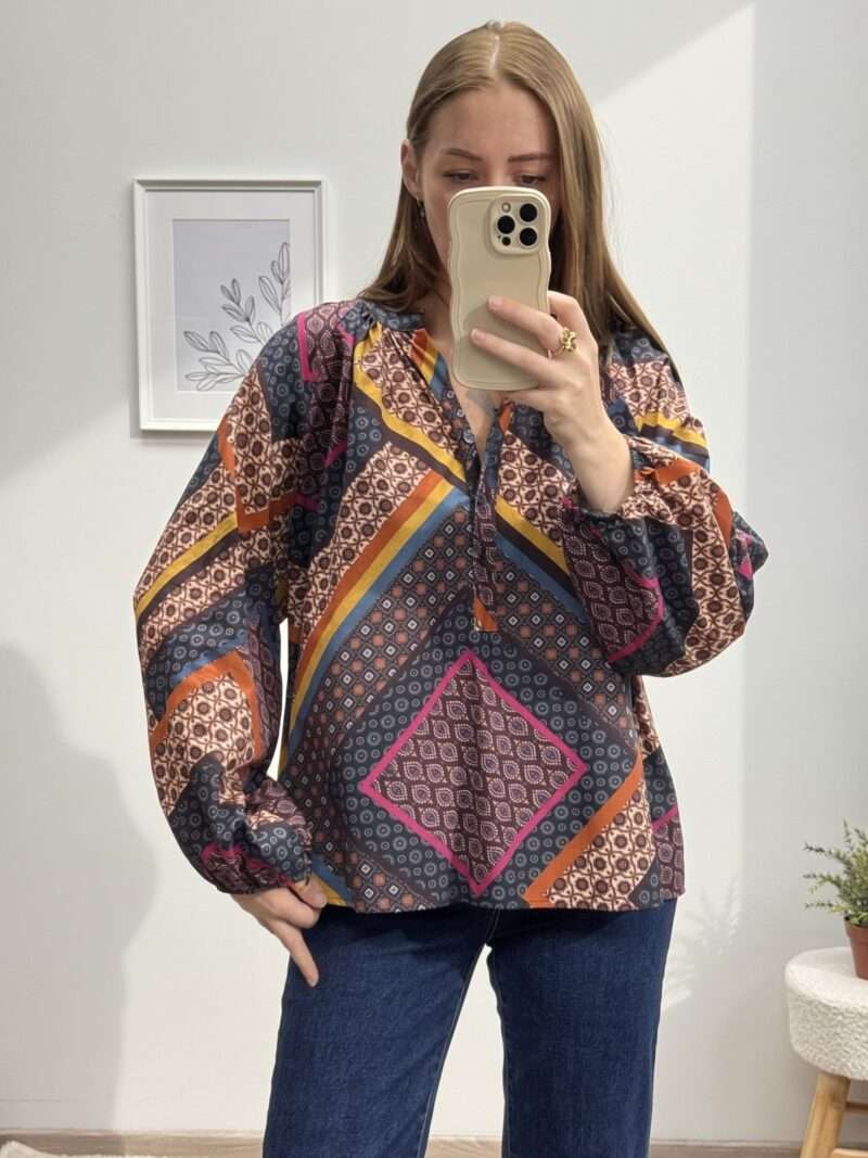 Chemise en coton à motifs