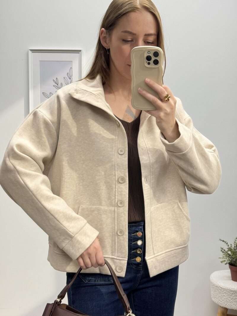 Gilet sweat beige à boutons